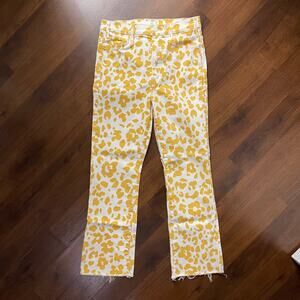MOTHER Yellow and White Straight Leg Jeans